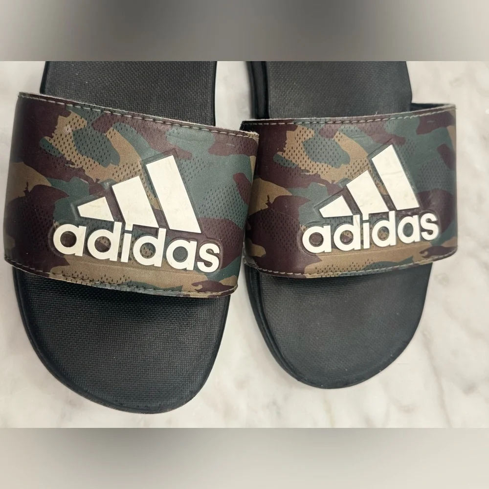 Adidas Camouflage 13K Black Slides Sandals boys kids size 13 camo slip on shoes